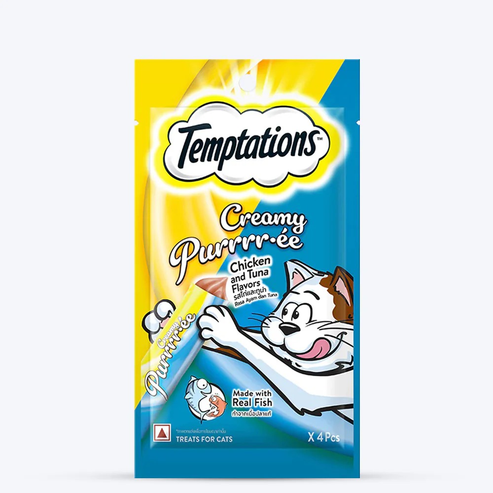 Temptations Creamy Purrrr-ee Cat Treats, Chicken & Tuna Flavour